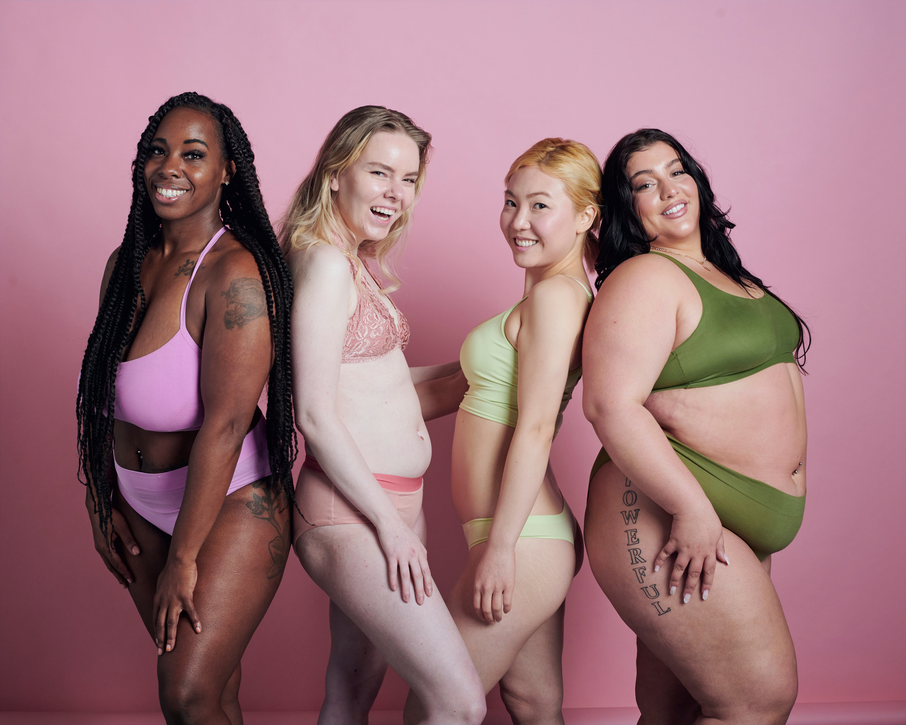 Body Positive Women Wearing Pastel Colored Period Underwear